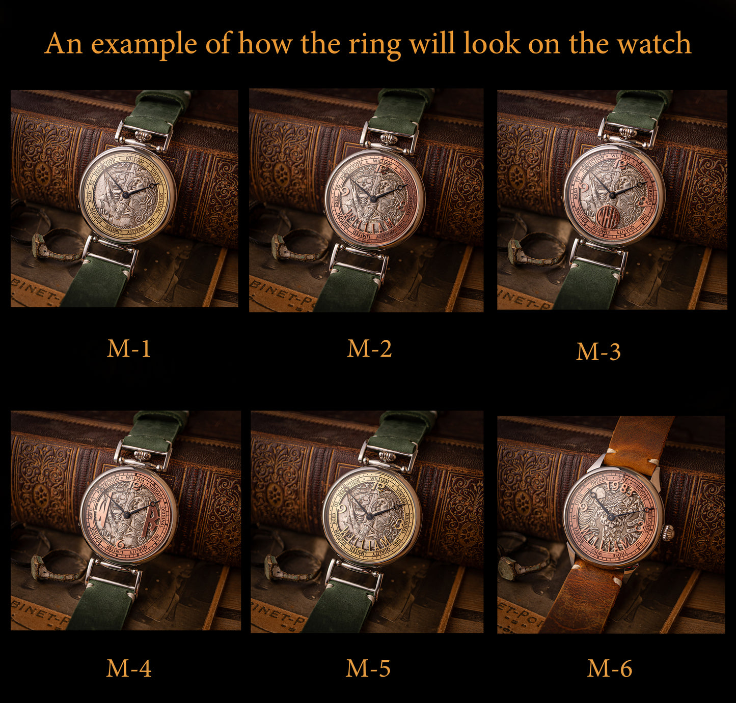 Personalized watch, vintage movement 1980s
