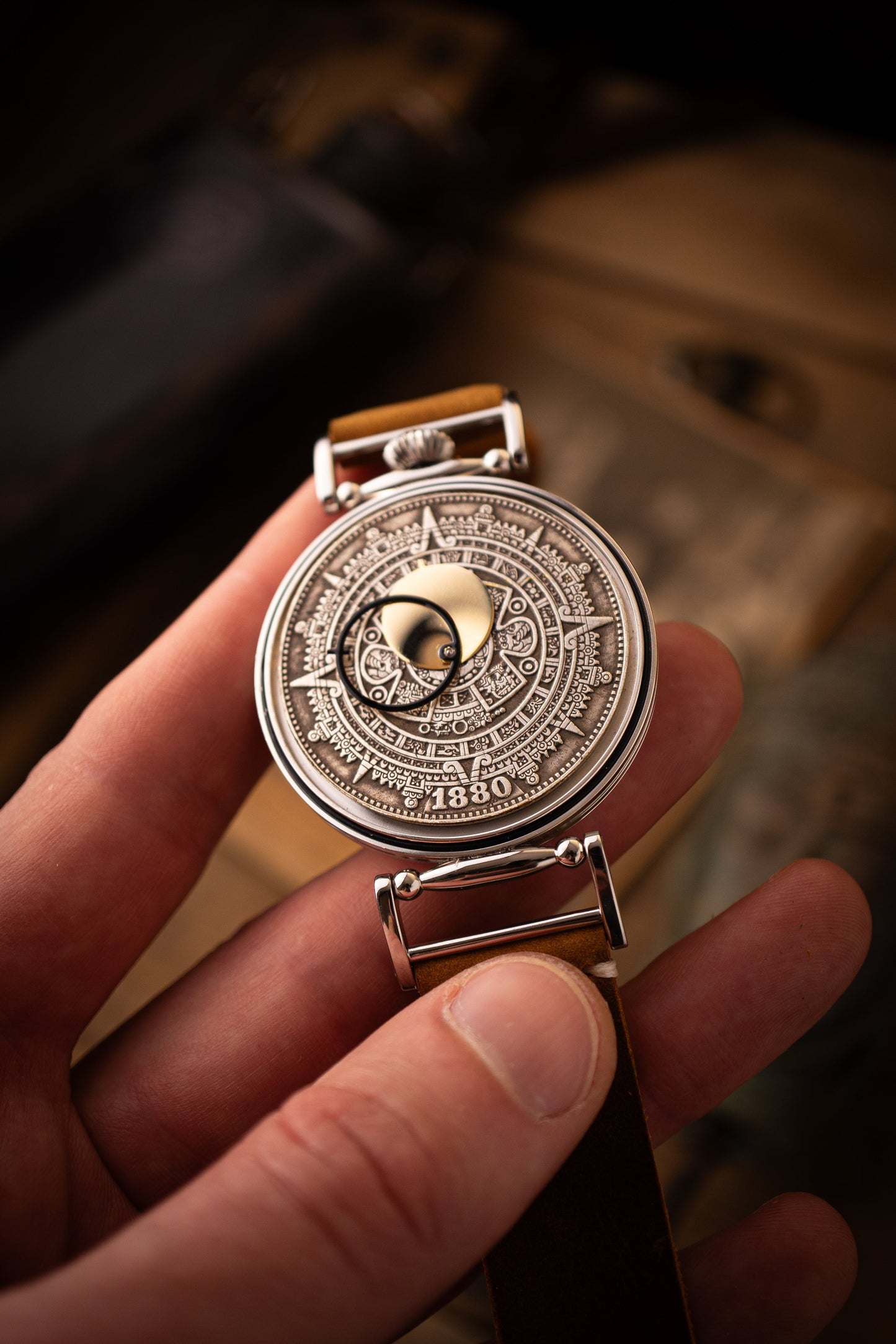 VINTAGE WATCH " Aztec calendar " arrows solar system