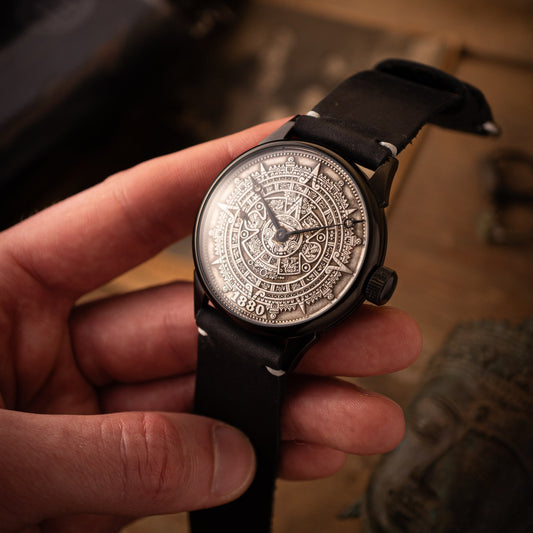 VINTAGE WATCH " Black Aztec calendar "