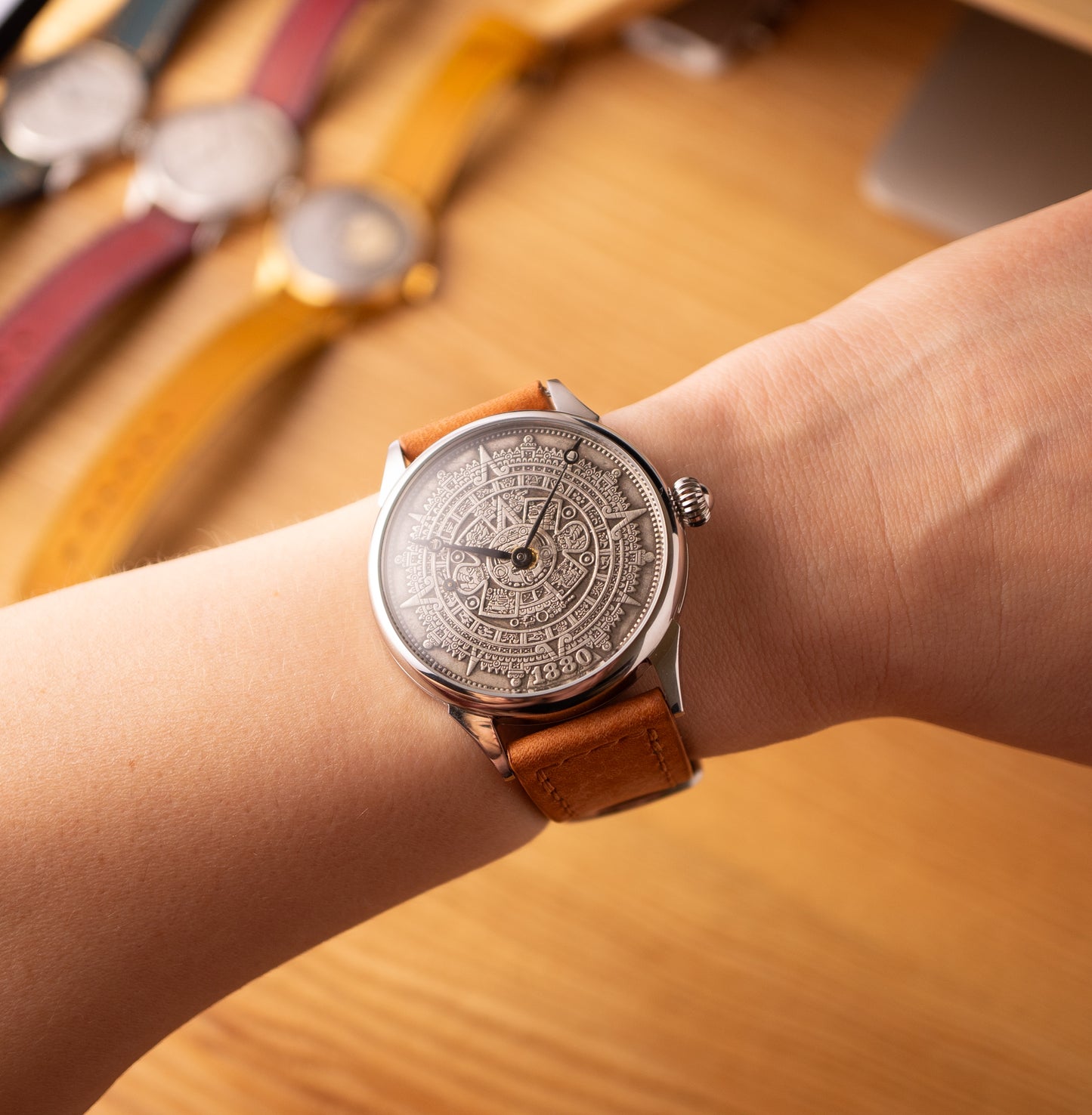 VINTAGE WRIST WATCH " Aztec calendar " 1980s