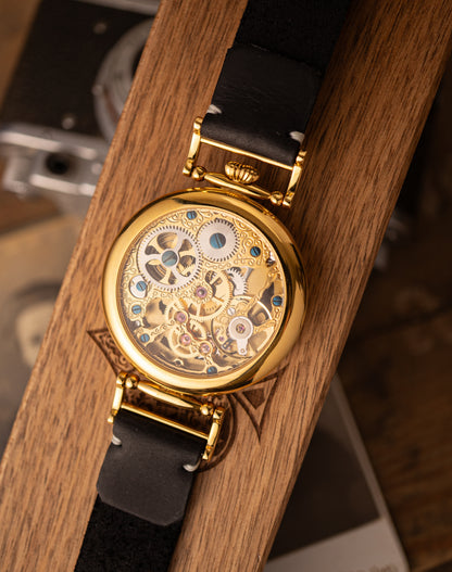 Personalized Mechanical Skeleton Watch – Handmade Dial with Cold Enamel, Crafted for Patriots Who Value Precision