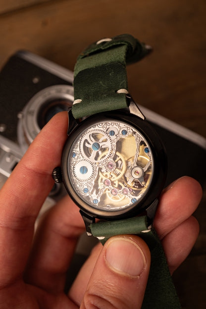 Personalized New York Map Skeleton Watch Handcrafted Brass Dial with Custom Engraving and Cold Enamel Finish