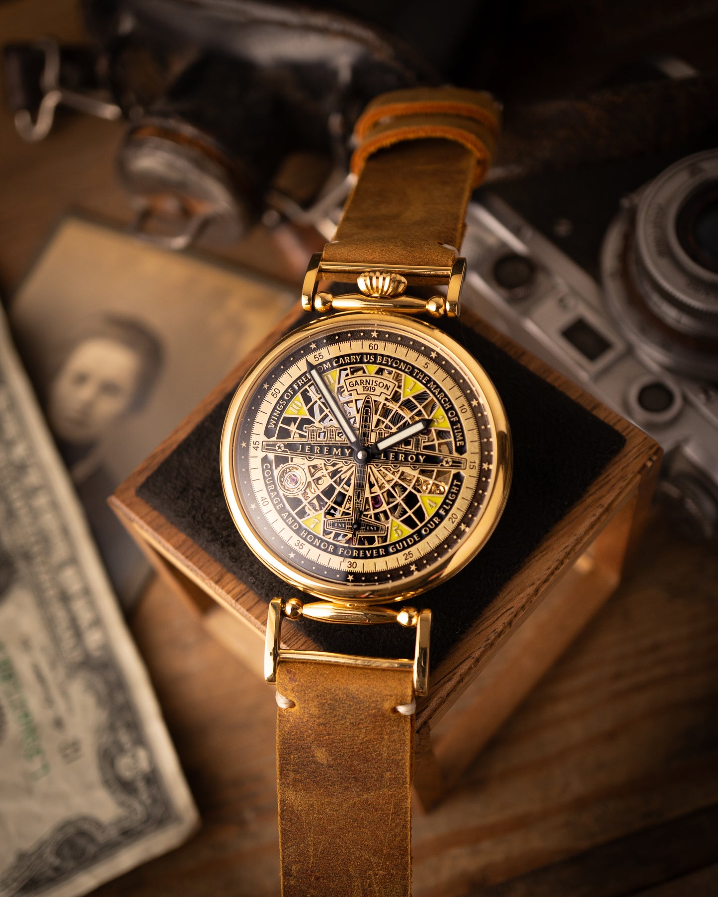 Personalized watch “Wings of Honor”, mechanical skeleton watch