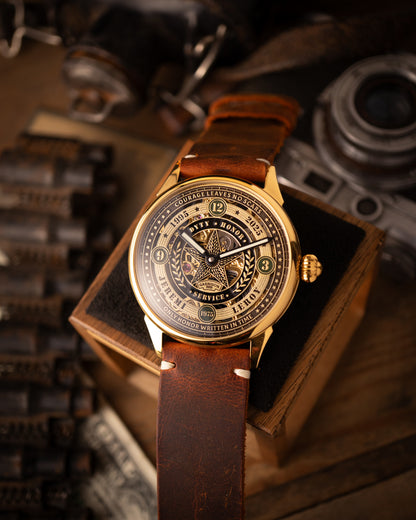 Personalized Military Watch Dial with Name Birth Year and Service Years Skeleton Veteran Gift