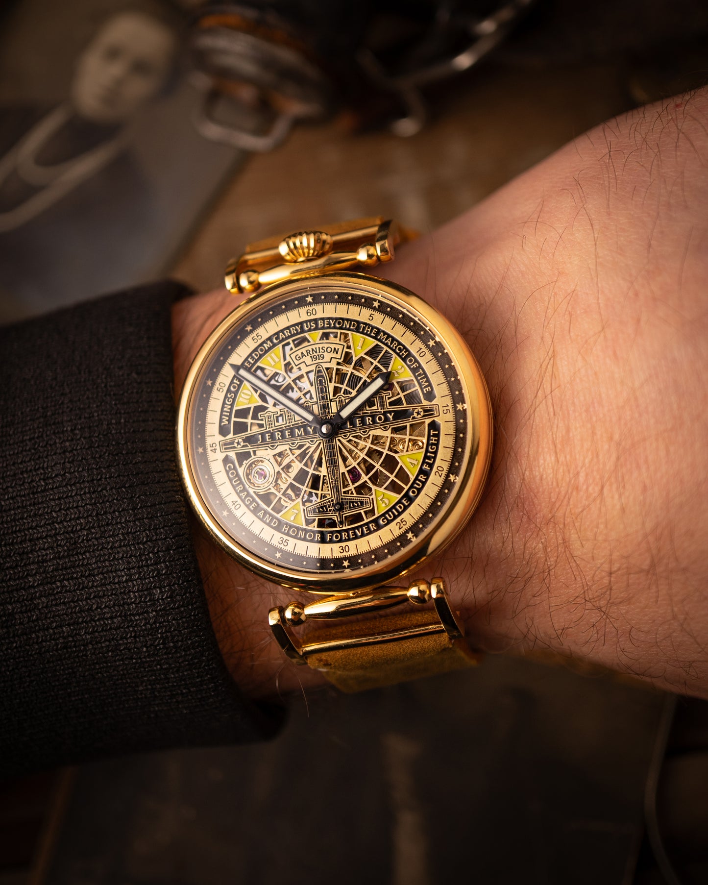 Personalized watch “Wings of Honor”, mechanical skeleton watch