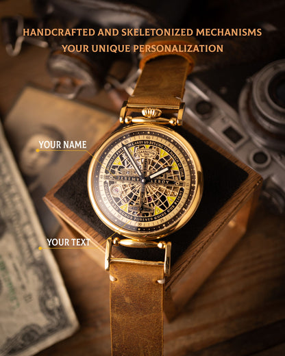 Personalized watch “Wings of Honor”, mechanical skeleton watch