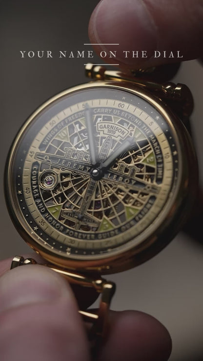 Personalized watch “Wings of Honor”, mechanical skeleton watch