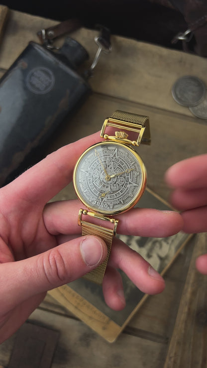 VINTAGE WATCH " Golden Aztec calendar " , mechanism 1980s