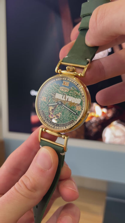 Personalized Hollywood Map Watch Dial Handcrafted Brass Timepiece Inspired by Cinema and Dreams